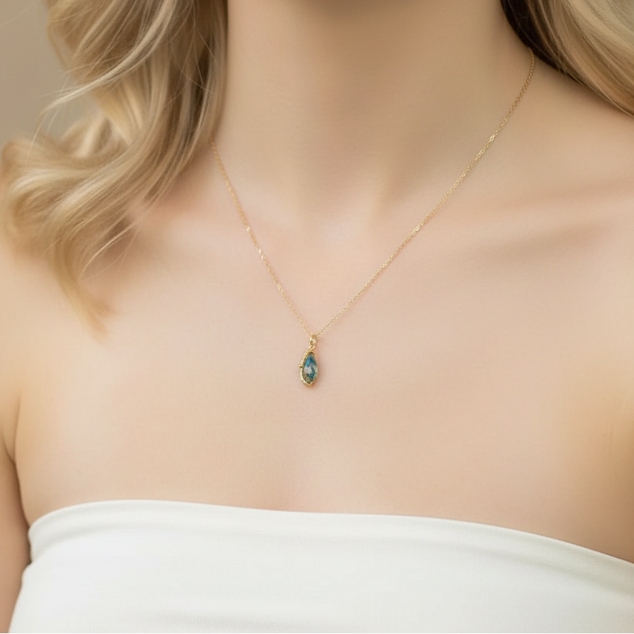 Rooted Love- Natural Moss Agate Pendant Necklace-Evani Jewelry