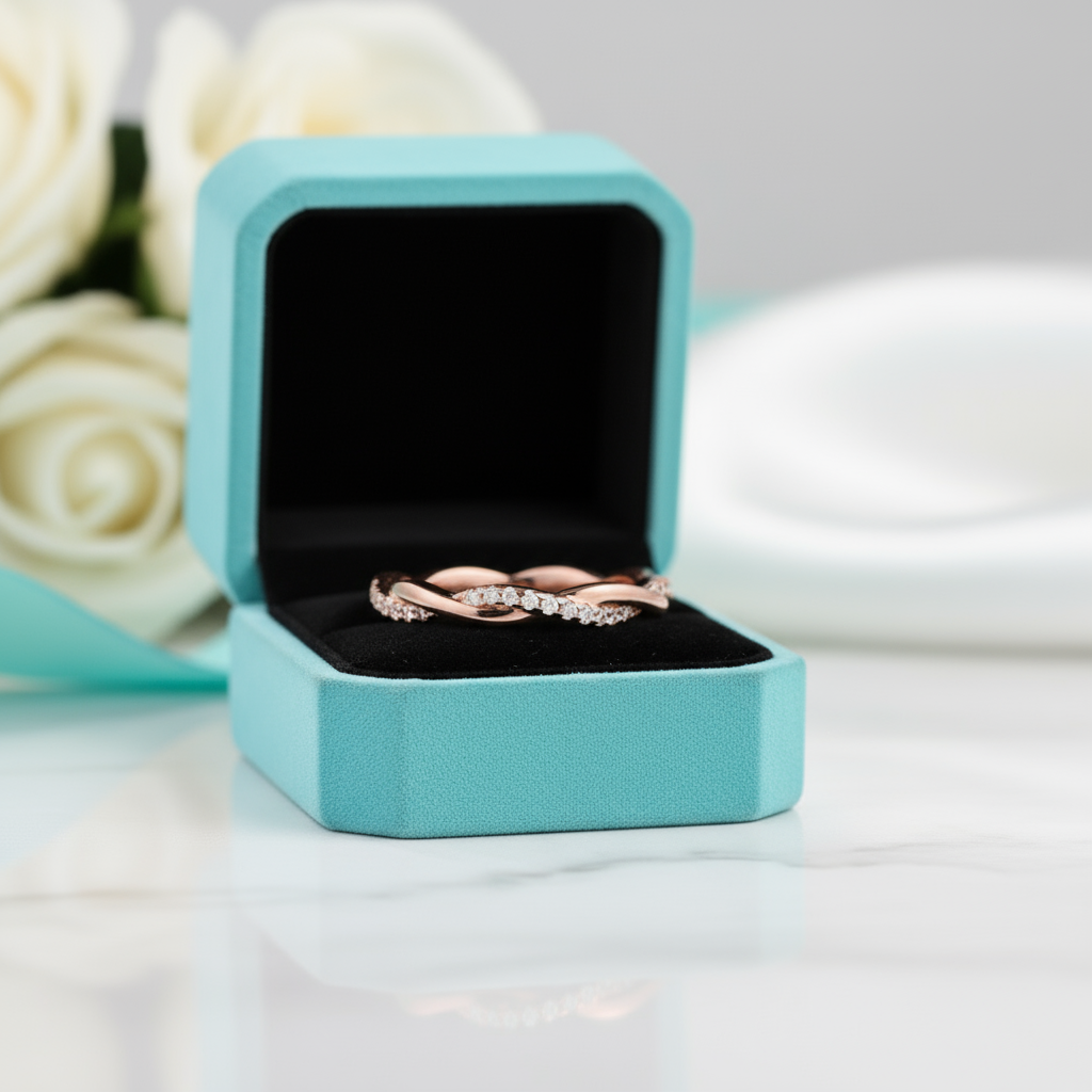 0.8ct Rose Gold Infinity Twist Wedding Band-Evani Jewelry