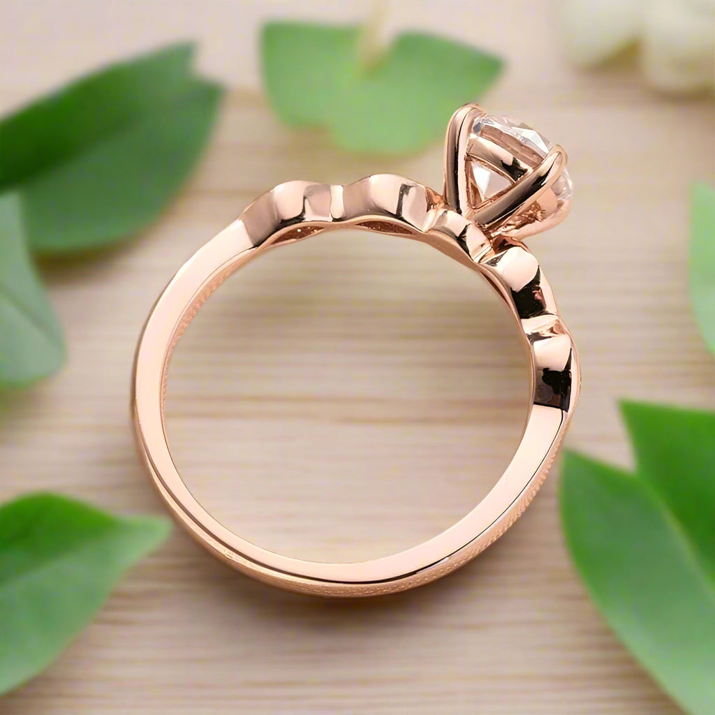 Rose Gold 1.0 Carat Round Cut Promise Ring-Evani Naomi Jewelry