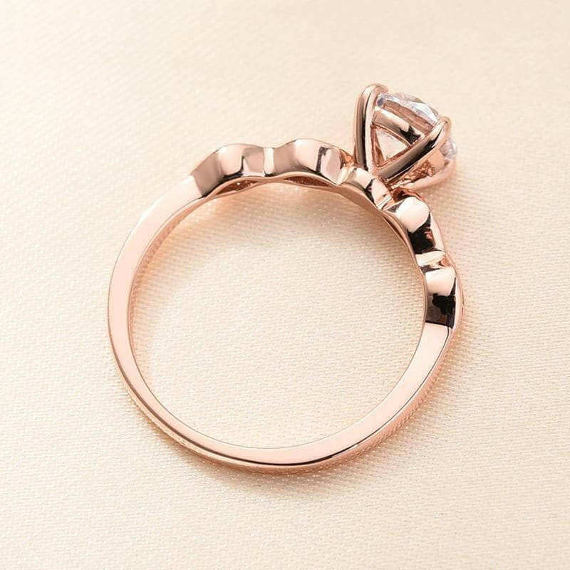 Rose Gold 1.0 Carat Round Cut Promise Ring-Evani Naomi Jewelry