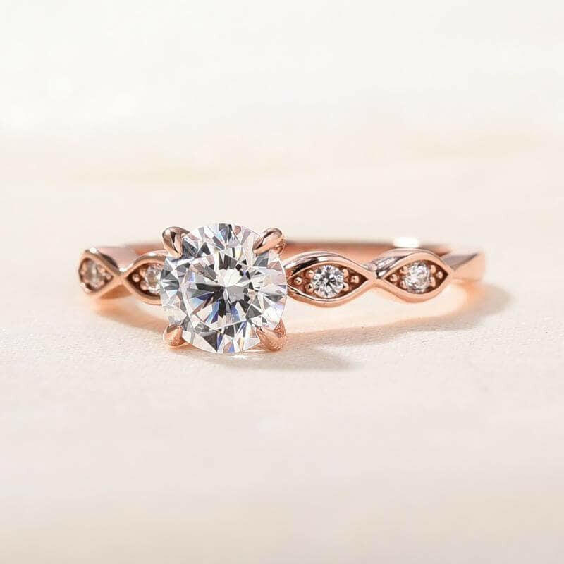 Rose Gold 1.0 Carat Round Cut Promise Ring-Evani Naomi Jewelry