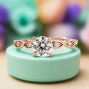 Rose Gold 1.0 Carat Round Cut Promise Ring-Evani Naomi Jewelry