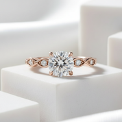 Rose Gold 1.0 Carat Round Cut Diamond Promise Ring-Evani Jewelry