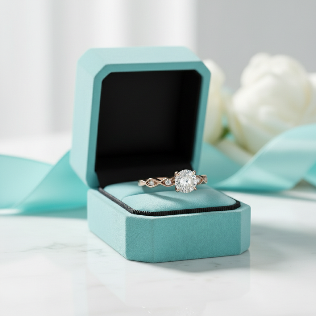 Rose Gold 1.0 Carat Round Cut Diamond Promise Ring-Evani Jewelry