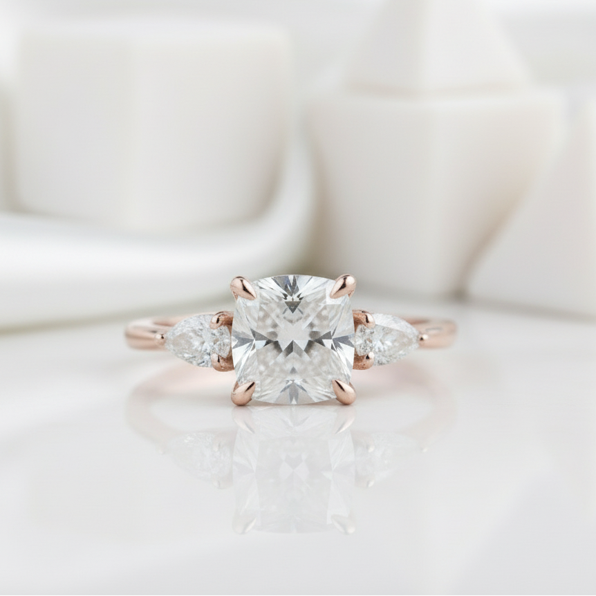 Rose Gold 2.0ct Cushion Cut Diamond Engagement Ring-Evani Jewelry