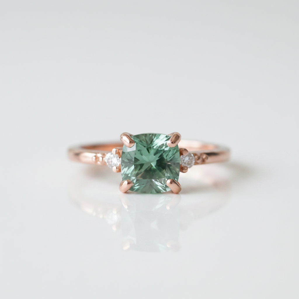 Rose Gold Engagement Ring with Cushion Cut Diamond