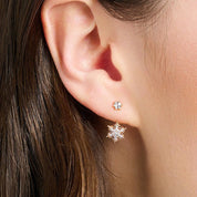 Rose Gold Snowflake Diamond Earrings-Evani Naomi Jewelry