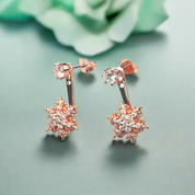 Rose Gold Snowflake Diamond Earrings-Evani Naomi Jewelry