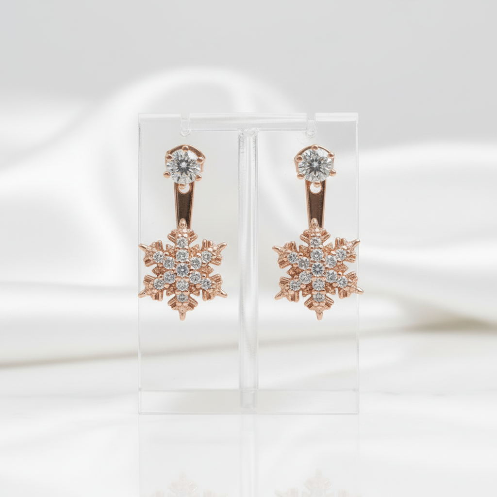 Rose Gold Snowflake Diamond Option Earrings - Evani Naomi Jewelry