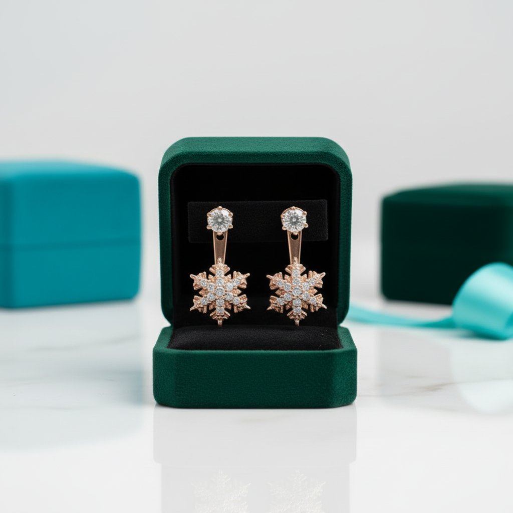 Rose Gold Snowflake Diamond Option Earrings - Evani Naomi Jewelry
