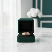 Rose Gold Tungsten Men's Wedding Band with Wood & Turquoise Inlay