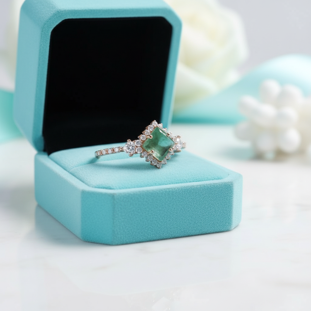 Star-Fallen Glade- Natural Moss Agate Vintage Color Change with Alexandrite Ring - Evani Naomi Jewelry