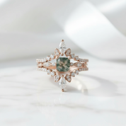 Perfect Love- Moss Agate Rose Gold Engagement Ring
