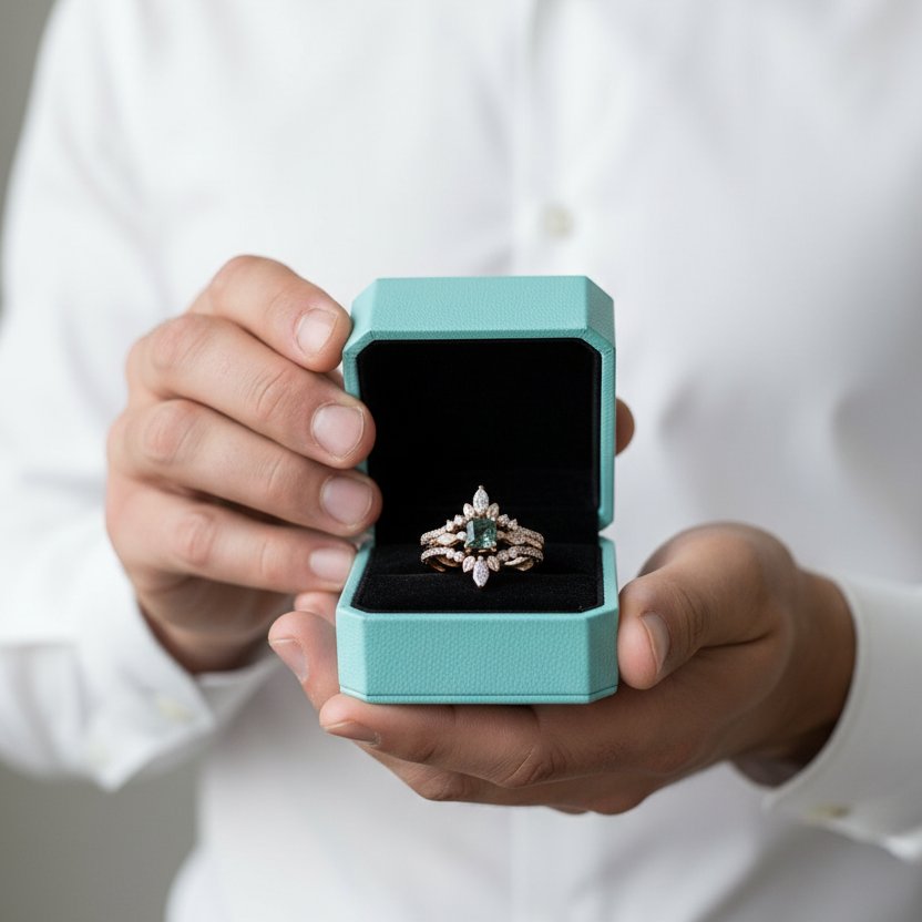 Perfect Love- Moss Agate Rose Gold Engagement Ring