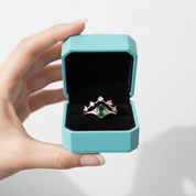 Love as Old as Time- Vintage Moss Agate Chevron Cluster Bridal Wedding Band Set Ring