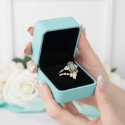 Forest's Cosmic Heart- Unique Natural Moss Agate Vintage Cluster Wedding Ring Set