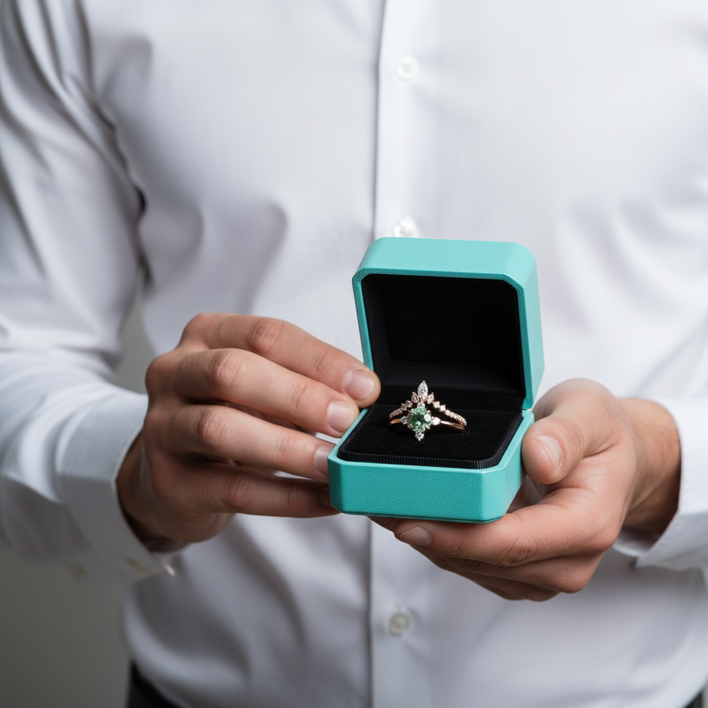 Enchanted Love- Unique Round Moss Agate Engagement Ring Set Vintage Rose Gold Ring