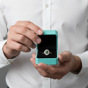 Meadow's Vow- Moss Agate & Champagne Cyan Moissanite Ring