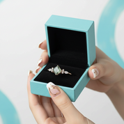 Crystal Blossom- Unique Square Shape Natural Moss Agate Engagement Ring