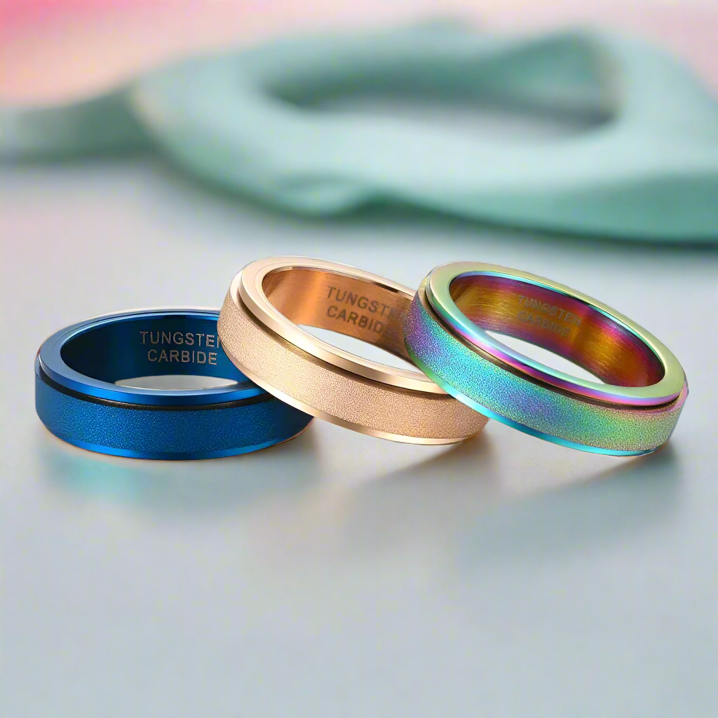 Rotating Tungsten Carbide 6mm Wedding Band-Evani Naomi Jewelry