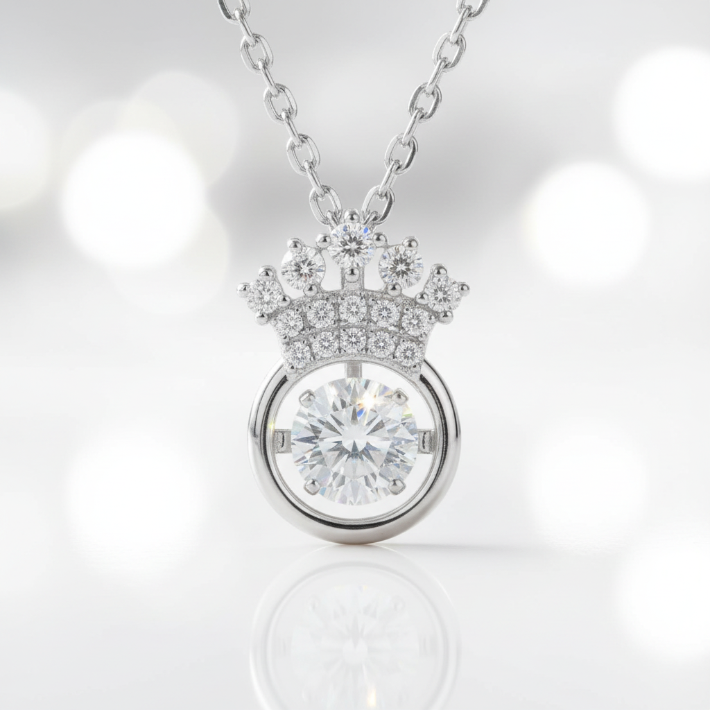 Round 0.5 ct Diamond OptionCrown Shaped Necklace - Evani Naomi Jewelry