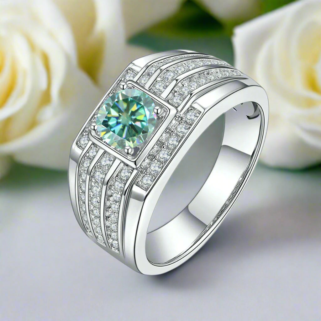 Round 1.0ct Diamond White Gold Men's Ring-Evani Naomi Jewelry