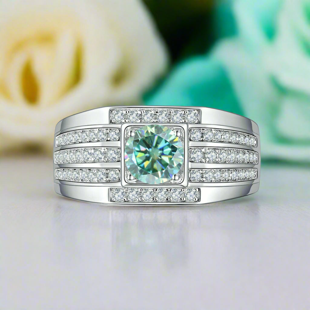 Round 1.0ct Diamond White Gold Men's Ring-Evani Naomi Jewelry