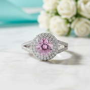 Round 1.25 ct Double-Halo Tourmaline Birthstone Engagement Ring
