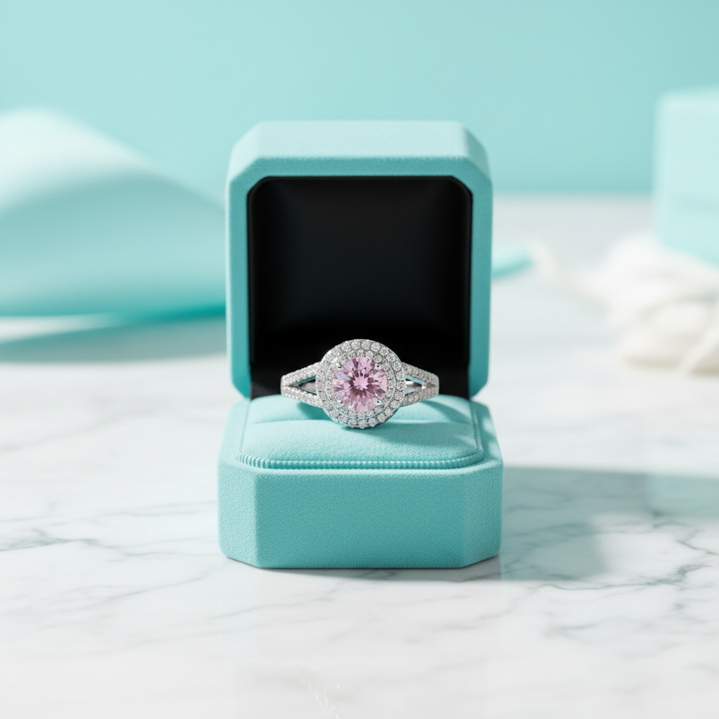 Round 1.25 ct Double-Halo Tourmaline Birthstone Engagement Ring