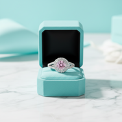 Round 1.25 ct Double-Halo Tourmaline Birthstone Engagement Ring