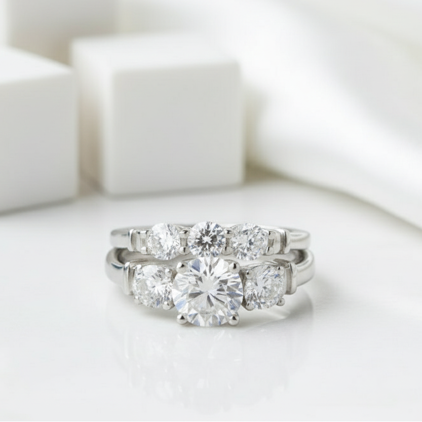 Round 1.25 ct Diamond Wedding Ring Set-Evani Jewelry