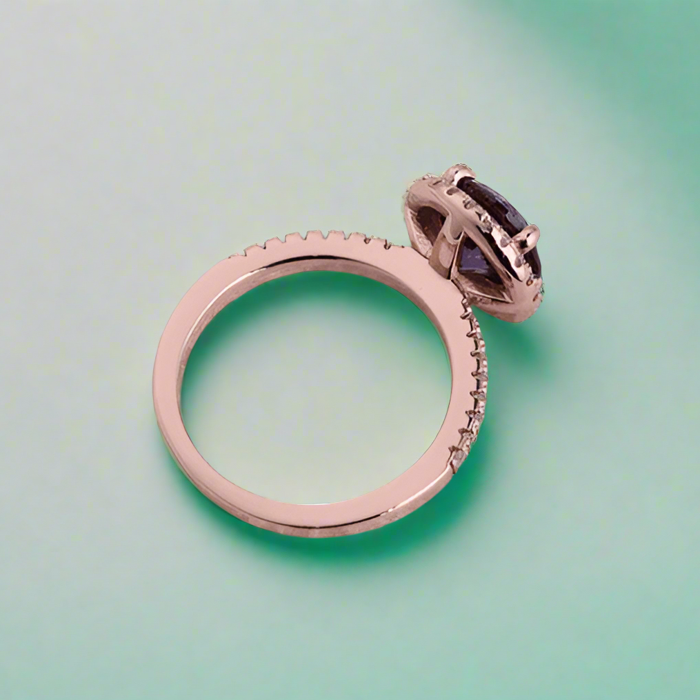 Round 2.0ct Amethyst Purple Diamond Engagement Ring with Halo-Evani Naomi Jewelry