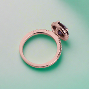 Round 2.0ct Amethyst Purple Diamond Engagement Ring with Halo-Evani Naomi Jewelry