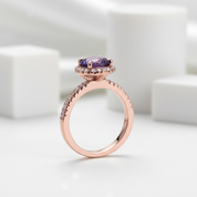 2.0ct Round Cut Amethyst Purple Engagement Ring with Halo-Evani Jewelry