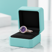 2.0ct Round Cut Amethyst Purple Engagement Ring with Halo-Evani Jewelry