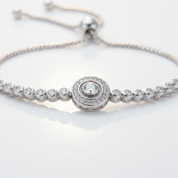 Round Blue Eye Diamond Option Bolo Adjustable Bracelet