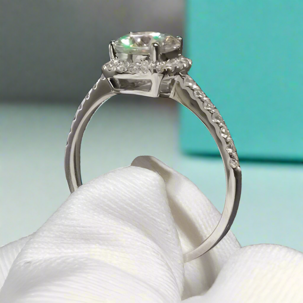 Round Brilliant Cut Diamond Halo Engagement Ring-Evani Naomi Jewelry
