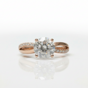 Round Cut 1.0 Ct Diamond Option18K Rose Gold Engagement Ring - Evani Naomi Jewelry