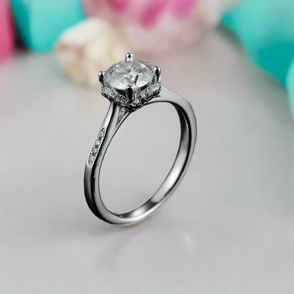 Round Cut 1.0 Ct Diamond Engagement Ring-Evani Naomi Jewelry
