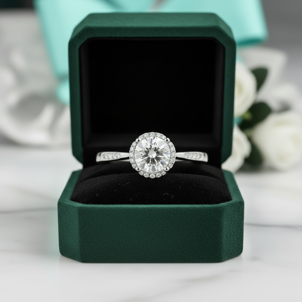 Round Cut 1.0 Ct Diamond Option Engagement Ring - Evani Naomi Jewelry