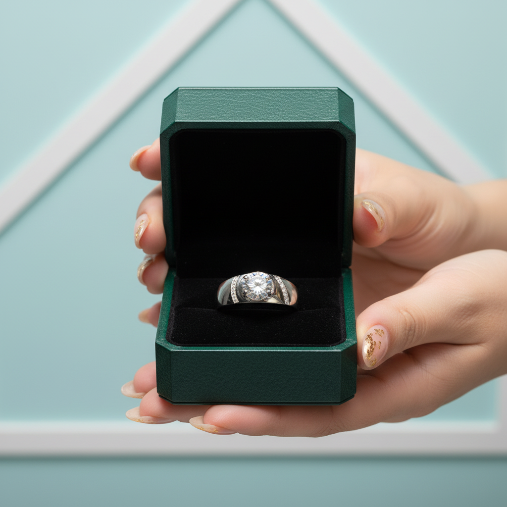 Round Cut 1.0 Ct Diamond Option Mens Ring - Evani Naomi Jewelry