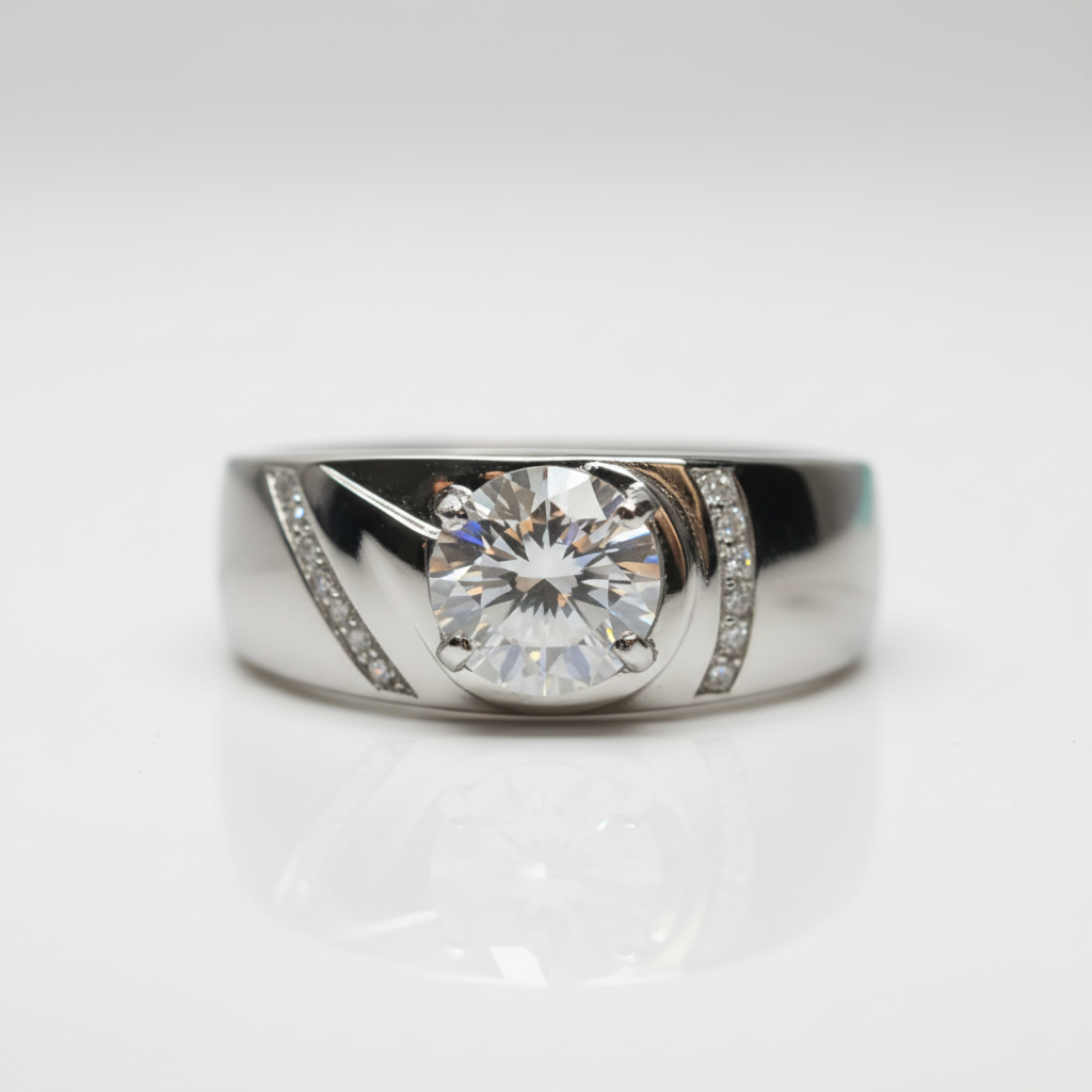 Round Cut 1.0 Ct Diamond Option Mens Ring - Evani Naomi Jewelry