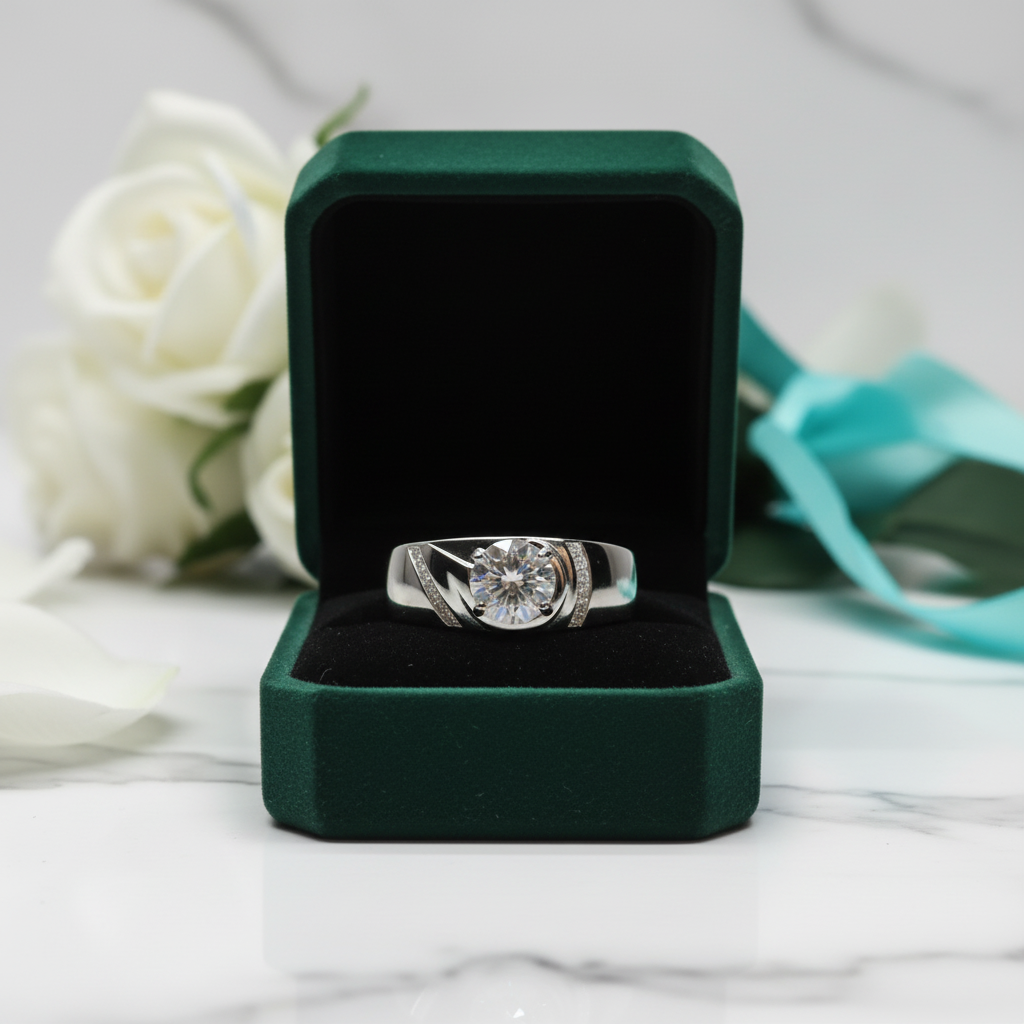 Round Cut 1.0 Ct Diamond Option Mens Ring - Evani Naomi Jewelry