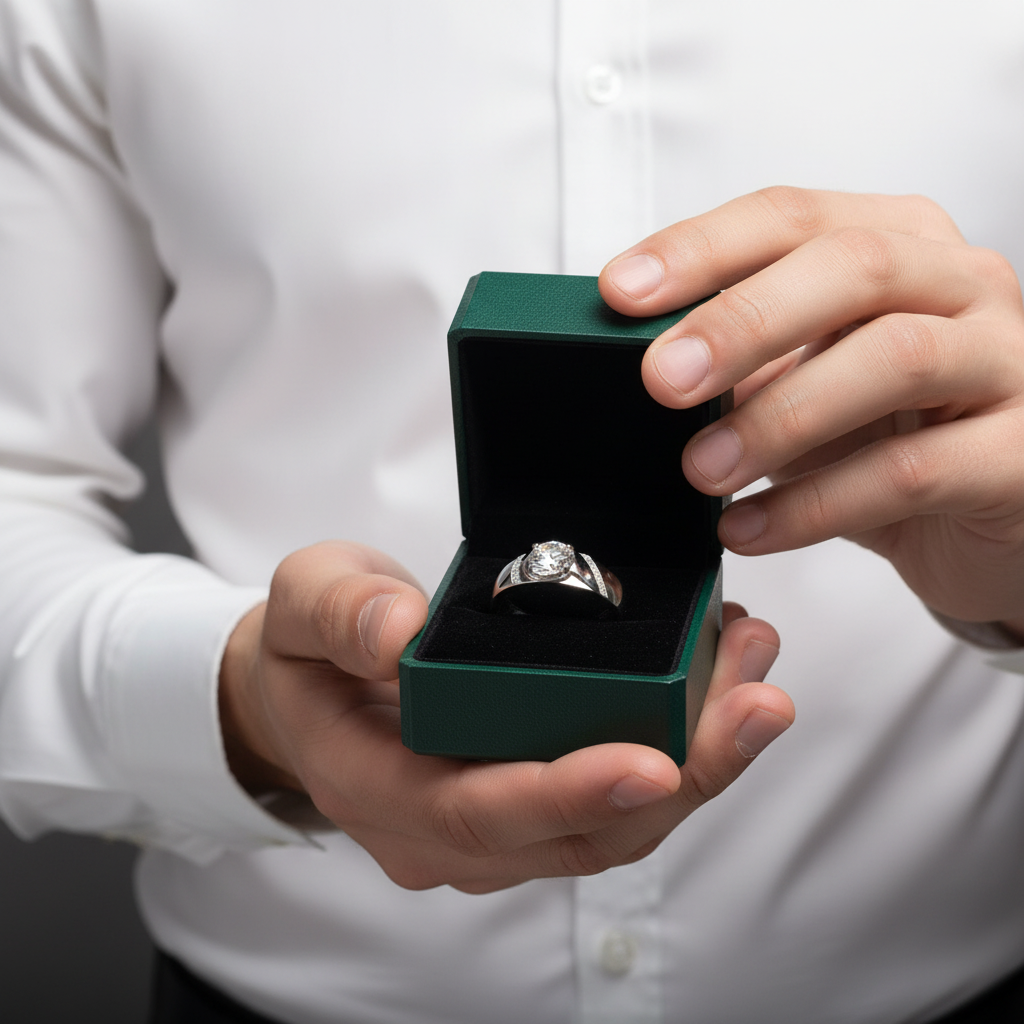 Round Cut 1.0 Ct Diamond Option Mens Ring - Evani Naomi Jewelry