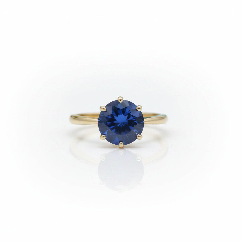 Round Cut 1.0 ct Blue Diamond Option Engagement Ring