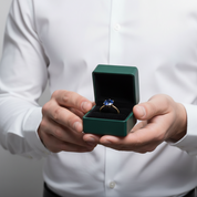 Round Cut 1.0 ct Blue Diamond Option Engagement Ring