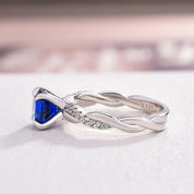 Round Cut 1.25 ct Blue Sapphire Twist Promise Ring-Evani Naomi Jewelry