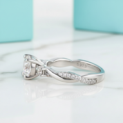 1.25ct Round Cut Three Stone Twist Diamond Engagement Ring-Evani Jewelry