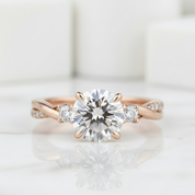 1.25ct Round Cut Three Stone Twist Diamond Engagement Ring-Evani Jewelry