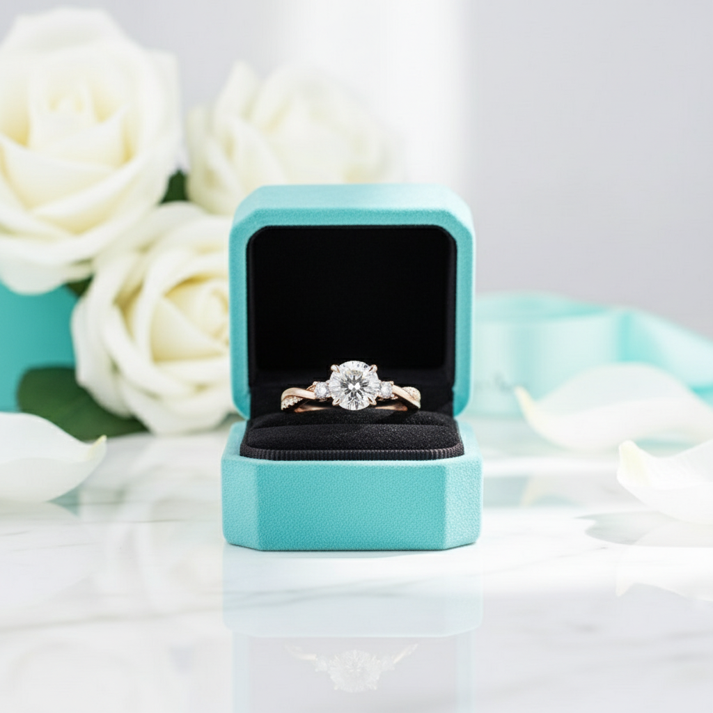 1.25ct Round Cut Three Stone Twist Diamond Engagement Ring-Evani Jewelry